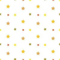 Nahtloses Muster mit hell- und dunkelorangen und gelben Sternen auf weißem Hintergrund für Plaid, Stoff, Textil, Kleidung, Karten, Postkarten, Scrapbooking-Papier, Tischdecken und andere Dinge. Vektorbild. vektor