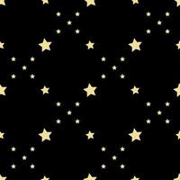 Nahtloses Muster mit gelben Sternen auf schwarzem Hintergrund für Plaid, Stoff, Textil, Kleidung, Karten, Postkarten, Scrapbooking-Papier, Tischdecken und andere Dinge. Vektorbild. vektor