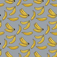 seamless mönster med banan på kall grå bakgrund vektor