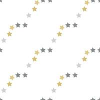 Nahtloses Muster mit grauen und gelben Sternen auf weißem Hintergrund für Plaid, Stoff, Textil, Kleidung, Karten, Postkarten, Scrapbooking-Papier, Tischdecken und andere Dinge. Vektorbild. vektor