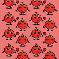 söt rolig seriefigur tomat på background.vector tecknad kawaii karaktär illustration design på tapeter vektor