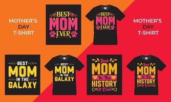 T-Shirt-Design zum Muttertag. beste Mutter aller Zeiten und beste Mutter in der Galaxie. Typografie-T-Shirt-Design zum Muttertag vektor