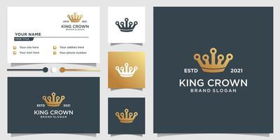 king crown logotyp mall med unik gyllene stil och visitkort design premium vektor