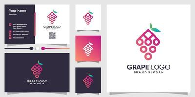 Trauben-Logo-Vorlage mit kreativem Konzept und Visitenkarten-Design-Premium-Vektor vektor