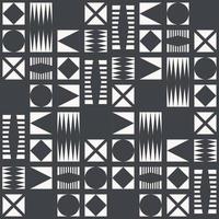 afrikanische stammesform geometrisches patchworkmuster schwarz-weißer farbnahtloser hintergrund. Verwendung für Stoffe, Textilien, Innendekorationselemente, Polster, Verpackungen. vektor