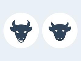 Kuh- und Stierköpfe, Rindersymbol, Rinderfarm-Piktogramm, Rinderfarm isolierte Symbole, Vektorillustration vektor