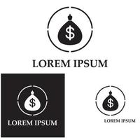 pengar påse med dollar symbol vektor logotyp ikon