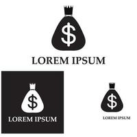 pengar påse med dollar symbol vektor logotyp ikon