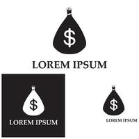 pengar påse med dollar symbol vektor logotyp ikon