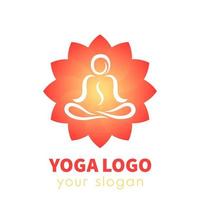 Yoga-Logo-Elemente, Umriss des Mannes, der über Lotusblume meditiert, Vektorillustration vektor