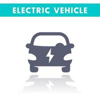 elektroauto-symbol, ev, elektrofahrzeug-vektorzeichen isoliert auf weiß, ökologisch sauberer transport, vektorillustration vektor