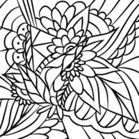 doodle linjekonst svart konturritning, målarbok, abstrakt konstterapi mall, isolerad på vit vektor blommig illustration.