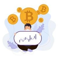 Bitcoins valuta och handelsdiagram, abstrakt krypto på vit bakgrund, digitala betalningsvektor, illustration vektor