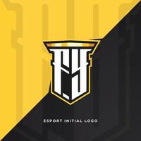 initial fy med pelare, vektor initial monogram esport och spellogotypmall