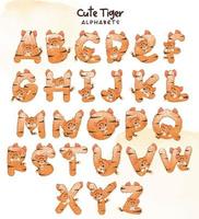baby tiger dekorativa bokstäver vektor