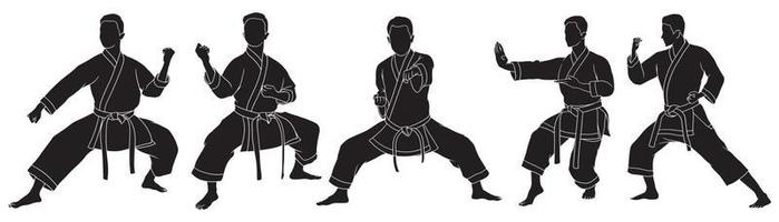 hand gezeichnete silhouette des männlichen karateka vektor