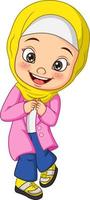 glückliches muslimisches mädchen cartoon posiert vektor