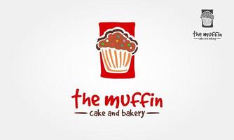 muffin kakan och bageri vektor logotyp illustration. logotyp som lämpar sig för företag och produktnamn. Denna logotyp är mycket lämplig för restaurang, tårta, bröd, gourmet, pizza, snabbmatslogotyp och annat.