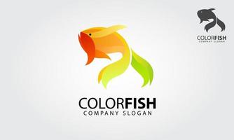 Farbe Fisch-Vektor-Logo-Vorlage auf weißem Hintergrund. Unser Logo könnte als Designstudio, Kunstschule, Kindergarten, Kunsthandwerker, Druckerei, Eventagentur, Softwareentwicklung und App verwendet werden. vektor