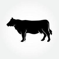 Kuh eines Bauernhoftiers. ein Vektor-Illustration-Silhouetten.