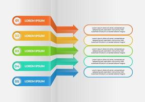 Pfeil-Infografik-Elemente mit 5 Optionen. Geschäftsvorlage für die Präsentation. Pfeil-Vektor-Design. kann Webdesign, Diagramm, Geschäftsinformationen, Bericht verwendet werden vektor