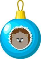 julgran blå boll med ett igelkottsmönster. vektor