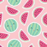 ein nahtloses Muster mit lustigen Wassermelonen. niedlicher Vektorhintergrund vektor