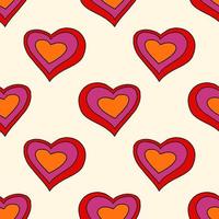 söt tecknad doodle hjärta seamless mönster. kärlek bakgrund. vektor