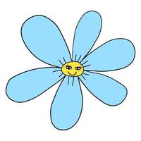 groovige Smiley-Hippie-Blume. bunte fantasie glücklich karikatur blume charakter isoliert auf weißem hintergrund. vektor