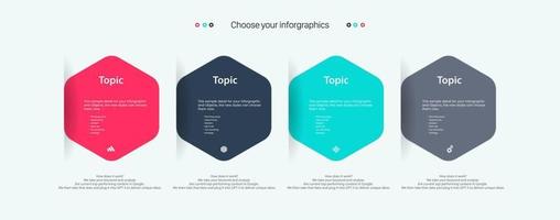 Vektor-Infografik-Etikettendesign mit vier Symbolen und Optionen vektor