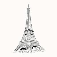 fängslande handritad illustration av Eiffeltornet vektor