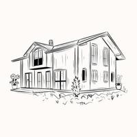 en skalbar handritad illustration av huset vektor
