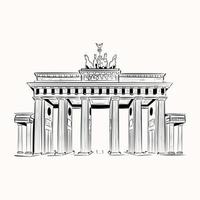 deutschland berühmtes wahrzeichen, handgezeichnete illustration des brandenburger tors