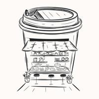 fesselnde handgezeichnete illustration des cafés vektor