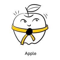 eine fesselnde süße Ikone des Apfels, handgezeichneter Stil vektor