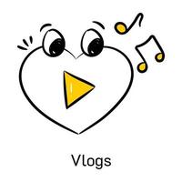 eine auffällige, handgezeichnete Ikone von Vlogs vektor