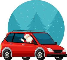 Weihnachtsthema mit dem Weihnachtsmann im Auto vektor