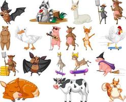 uppsättning av djur seriefigur vektor