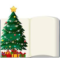 öppnade tom bok med julgran vektor