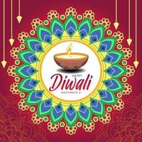 glad diwali festival av ljus affisch vektor