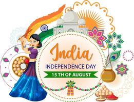 indiens självständighetsdag affisch vektor