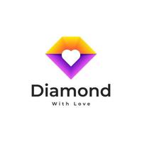 diamant liebe schmuck farbverlauf buntes logo vektor design.
