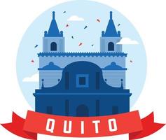 fundacion de quito med olika banderoller och bakgrunder vektor