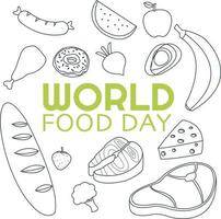 Umrissdarstellung von Obst und Lebensmitteln zur Feier des Welternährungstages