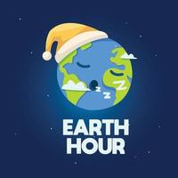 Earth Hour Day mit Illustration der schlafenden Erde vektor