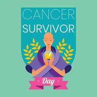 eine Frau mit Blume für den Tag der Krebsüberlebenden vektor