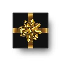 realistisch leuchtende Geschenkbox mit üppiger, glänzender sternförmiger Goldschleife. fertige Geschenkbox-Vektor-Cliparts für Feiertagsbanner-Dekorationen, Poster, Karten und mehr. vektor