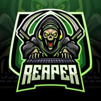 reaper gaming esport logotyp maskot design vektor