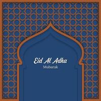 eid al adha bakgrund blå och brun färg, kan anpassas för gratulationskort och inlägg på sociala medier vektor