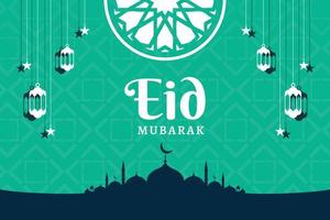 eid mubarak vektorillustrationsfahne und social-media-post vektor